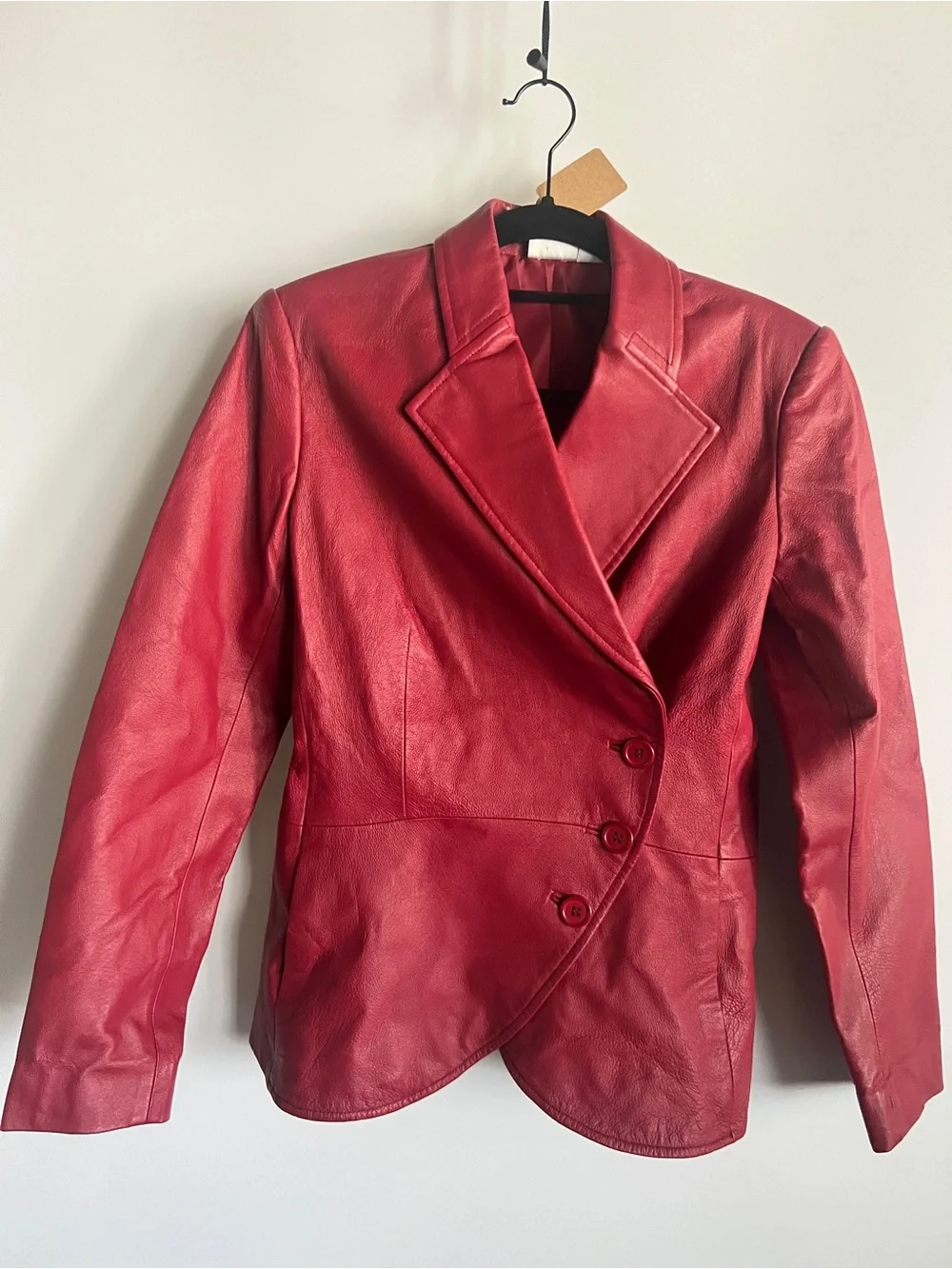 Vintage Newport News Red Leather Blazer and Skirt Set